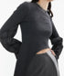 Asymmetric Plaid Sleeve Knit Top